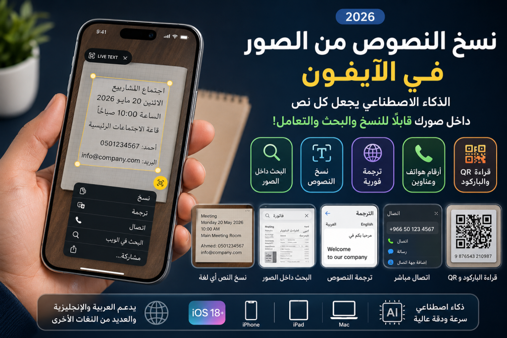 ميزة نسخ النص من الصورة في الايفون والايباد ios